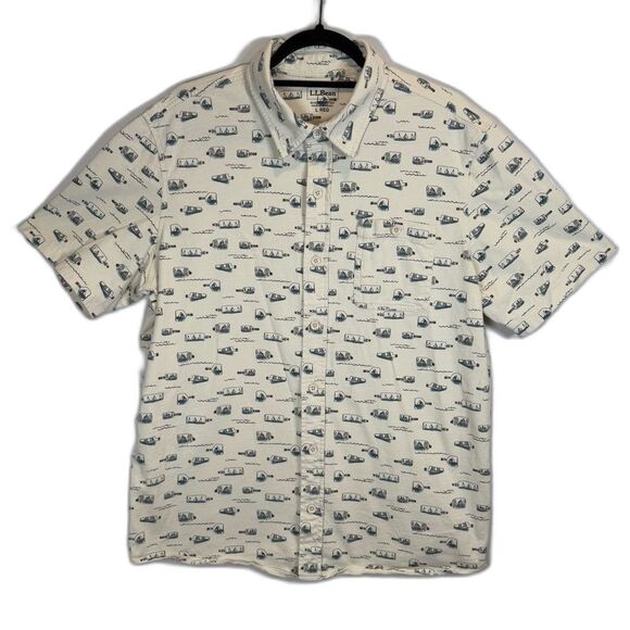 L.L. Bean Organic Cotton Sailboat Shirt Size Large - Picture 1 of 13